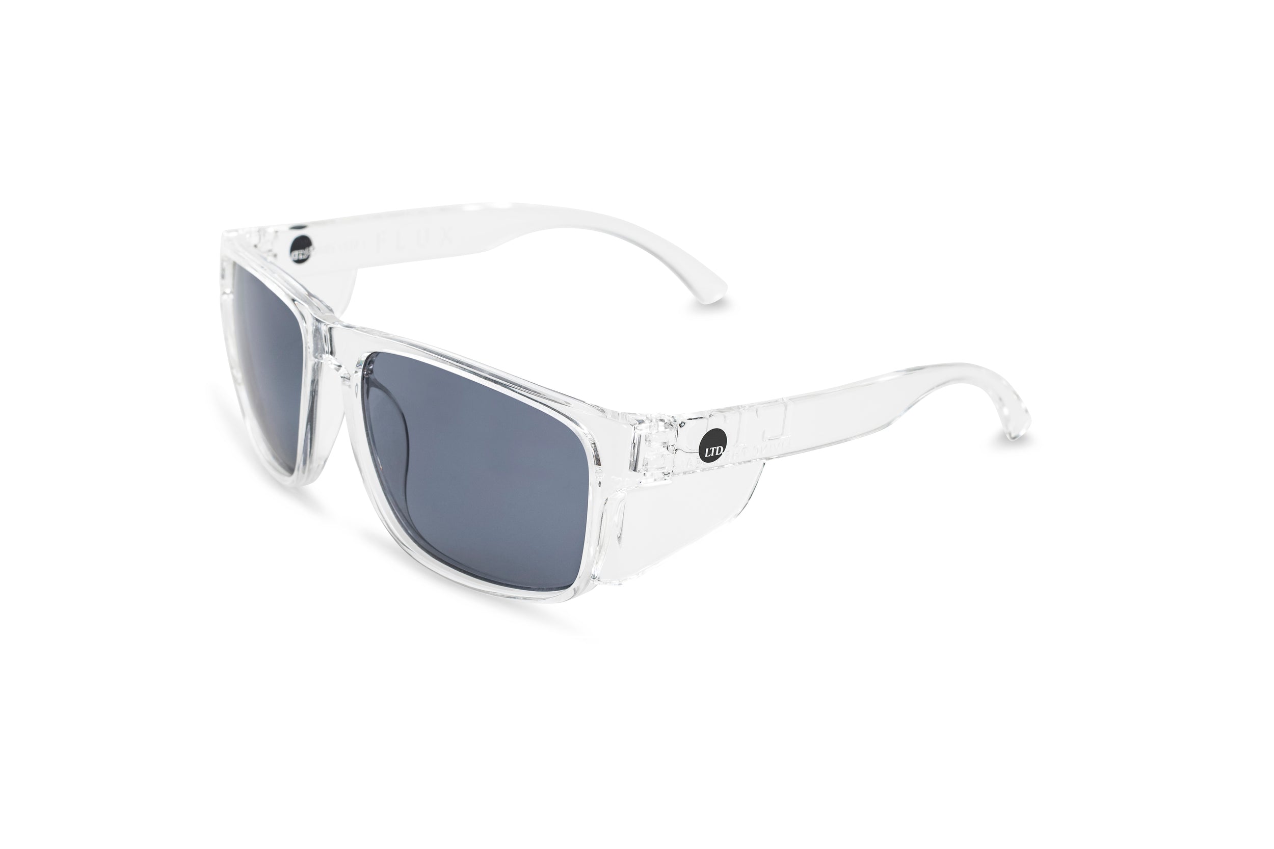 Flux Clear Gloss Frame with Grey Lens – Safety Glasses